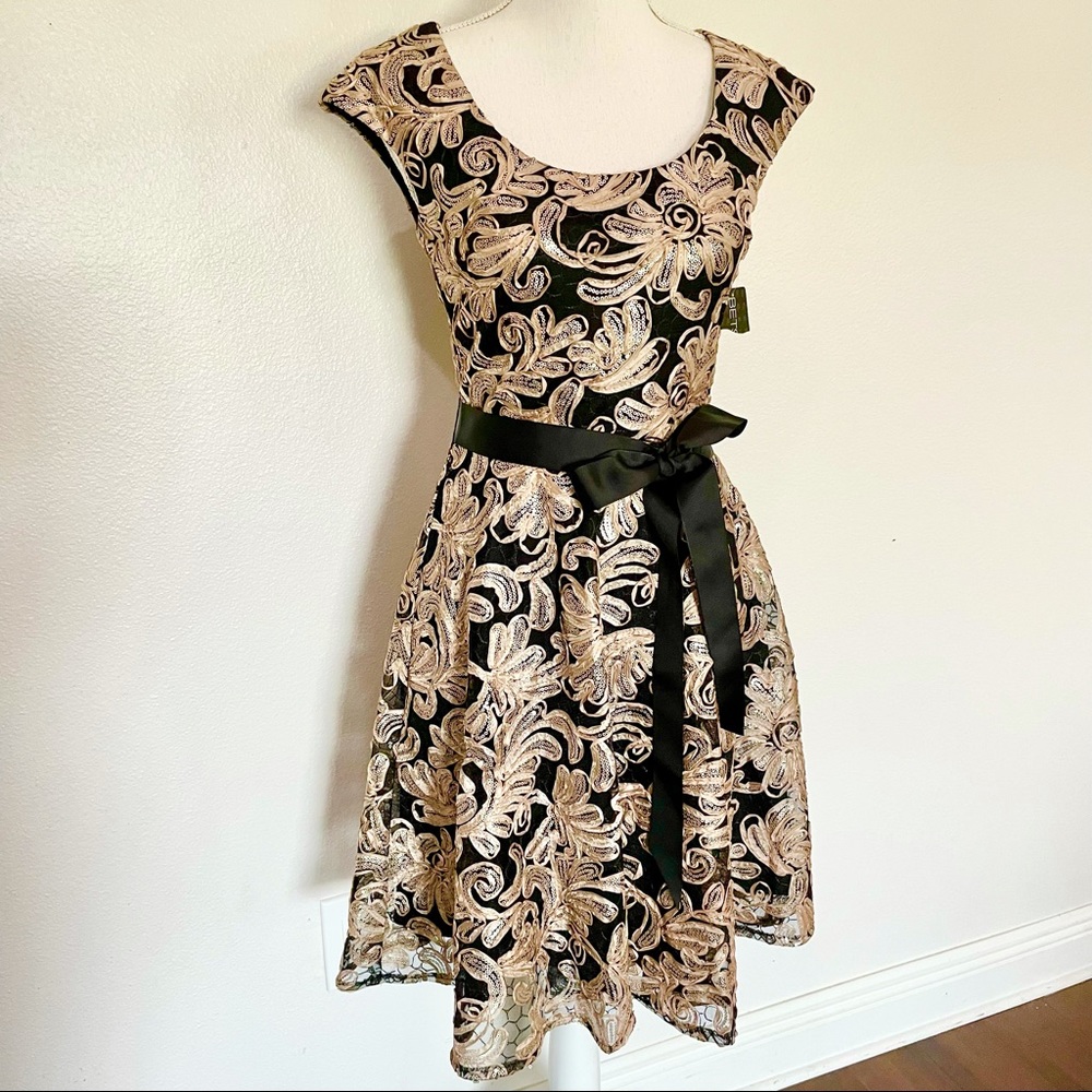 Betsey and Adam sequins ribbon fit and flare dress